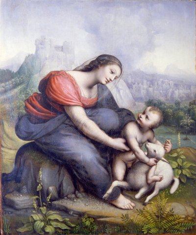 La Virgen y el Niño con un cordero de Cesare da Sesto